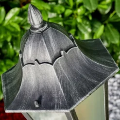 Luminaires Rustiques-hofstein Lampadaire extérieur Lignac Noir, Argenté, 1 lumière, Détecteur de mouvement