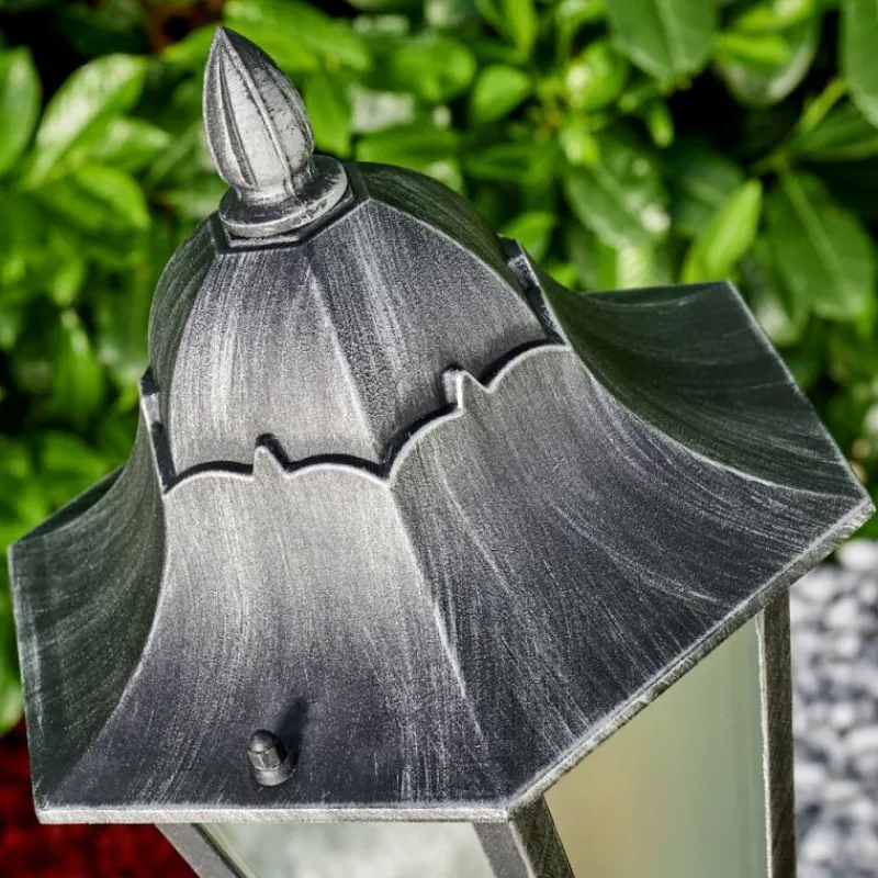 Luminaires Rustiques-hofstein Lampadaire extérieur Lignac Noir, Argenté, 1 lumière, Détecteur de mouvement