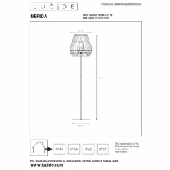 Style Boho-Chic-Luminaires Lucide lampadaire extérieur Lucide NERIDA Noir, 1 lumière
