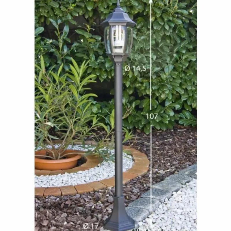 Luminaires Lucide Lampadaire extérieur Lucide TIRENO Noir, Transparent, 1 lumière