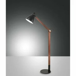 Luminaires Scandinaves-Luminaires Fabas Luce Lampadaire Fabas Luce Sveva Bois foncé, Noir, 1 lumière