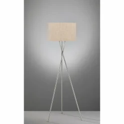 Luminaires Fischer & Honsel Lampadaire Fischer & Honsel Wotan Nickel mat, 3 lumières* Lampadaires Et Lampes Sur Pied