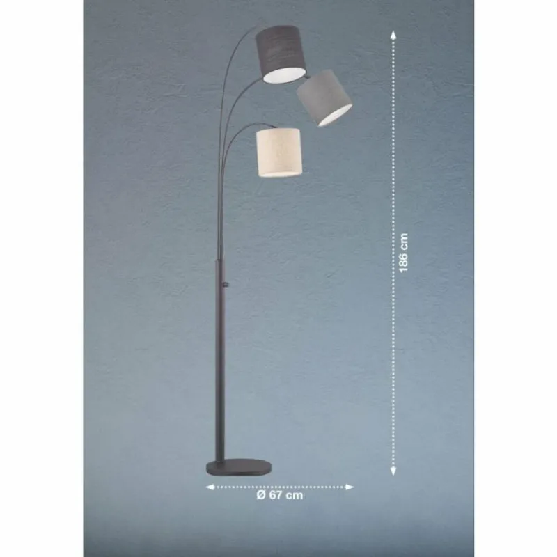 Lampes En Tissu-Luminaires Fischer & Honsel Lampadaire Fischer & Honsel Shade Noir, 3 lumières