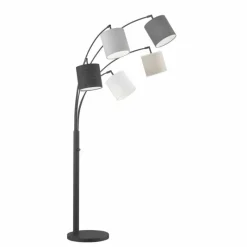 Lampes En Tissu-Luminaires Fischer & Honsel Lampadaire Fischer & Honsel Annecy Noir, 5 lumières