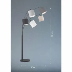 Lampes En Tissu-Luminaires Fischer & Honsel Lampadaire Fischer & Honsel Annecy Noir, 5 lumières