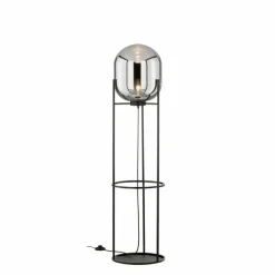 Suspension Verre Fumé-Luminaires Fischer & Honsel Lampadaire Fischer & Honsel Regi Noir, 1 lumière