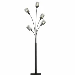 Suspension Verre Fumé-Luminaires Fischer & Honsel Lampadaire Fischer & Honsel Iska Noir, 5 lumières