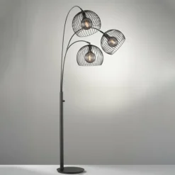 Luminaires Fischer & Honsel Lampadaire Fischer & Honsel Wire Noir, 3 lumières* Lampadaires Et Lampes Sur Pied