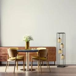 Lampes Dorées-Luminaires Fischer & Honsel Lampadaire Fischer & Honsel Caydo Noir, 4 lumières