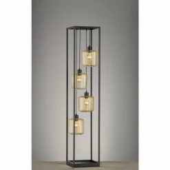 Lampes Dorées-Luminaires Fischer & Honsel Lampadaire Fischer & Honsel Caydo Noir, 4 lumières