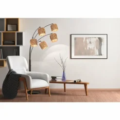 Luminaires Fischer & Honsel Lampadaire Fischer & Honsel Hyazinthe Noir, 5 lumières* Lampadaires Et Lampes Sur Pied