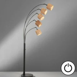 Luminaires Fischer & Honsel Lampadaire Fischer & Honsel Hyazinthe Noir, 5 lumières* Lampadaires Et Lampes Sur Pied