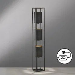 Lampes En Tissu-Luminaires Fischer & Honsel Lampadaire Fischer & Honsel Spenzer Noir, 3 lumières