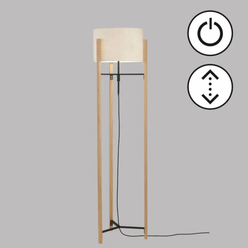 Lampes En Tissu-Luminaires Fischer & Honsel Lampadaire Fischer & Honsel SHINE-WOOD Écru, Noir, 3 lumières
