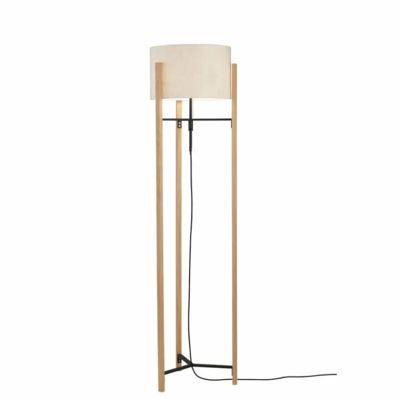 Lampes En Tissu-Luminaires Fischer & Honsel Lampadaire Fischer & Honsel SHINE-WOOD Écru, Noir, 3 lumières