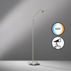 Luminaires Fischer & Honsel Lampadaire Fischer & Honsel Tallri LED Nickel mat, 1 lumière