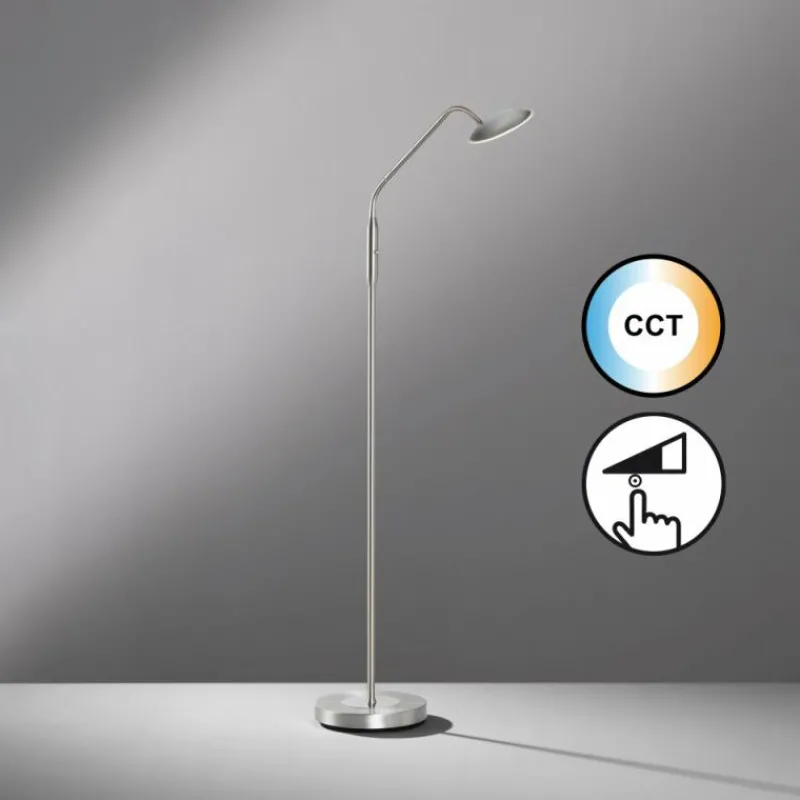 Luminaires Fischer & Honsel Lampadaire Fischer & Honsel Tallri LED Nickel mat, 1 lumière