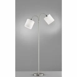 Lampes En Tissu-Luminaires Fischer & Honsel Lampadaire Fischer-Honsel Cozy Nickel mat, 2 lumières
