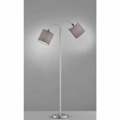 Lampes En Tissu-Luminaires Fischer & Honsel Lampadaire Fischer-Honsel Cozy Nickel mat, 2 lumières