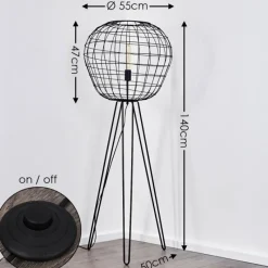 Lampes Vintages & Rétros-hofstein Lampadaire Flambeau Noir, 1 lumière