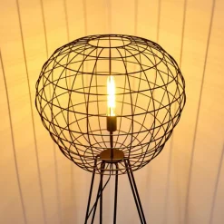 Lampes Vintages & Rétros-hofstein Lampadaire Flambeau Noir, 1 lumière
