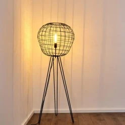 Lampes Vintages & Rétros-hofstein Lampadaire Flambeau Noir, 1 lumière