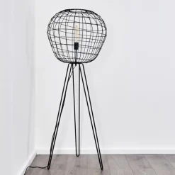 Lampes Vintages & Rétros-hofstein Lampadaire Flambeau Noir, 1 lumière