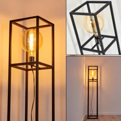 Lampes Vintages & Rétros-hofstein Lampadaire Flambeau Noir, 1 lumière