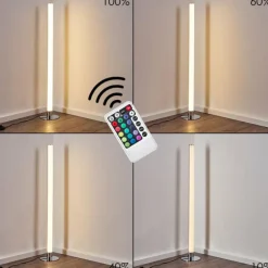 hofstein Lampadaire Flaut LED Chrome, 1 lumière, Télécommandes, Changeur de couleurs