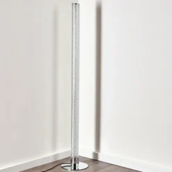 hofstein Lampadaire Flaut LED Chrome, 1 lumière, Télécommandes, Changeur de couleurs