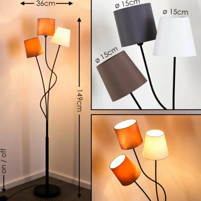 Lampes En Tissu-hofstein Lampadaire FLIN Noir, 3 lumières