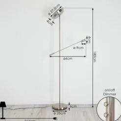 Luminaires Reality Lampadaire Florida LED Nickel mat, 2 lumières* Éclairage Led