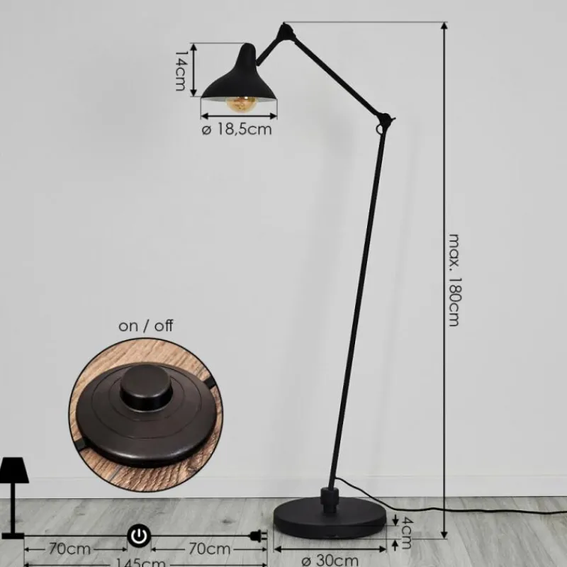 Luminaires Scandinaves-hofstein Lampadaire Fort Noir, 1 lumière