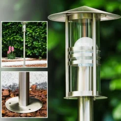 hofstein Lampadaire Fukuoka Acier inoxydable, Transparent, 1 lumière