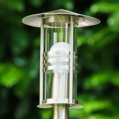 hofstein Lampadaire Fukuoka Acier inoxydable, Transparent, 1 lumière