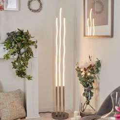 hofstein Lampadaire Gamsen LED Nickel mat, 3 lumières, Télécommandes, Changeur de couleurs