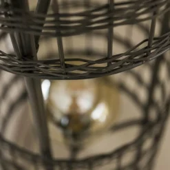 hofstein Lampadaire Gastona Nickel mat, Noir, 2 lumières