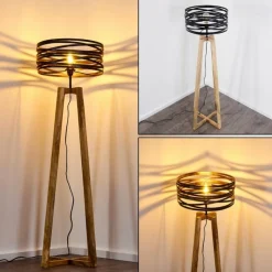 Lampes Vintages & Rétros-hofstein Lampadaire Gauley Brun, Noir, 1 lumière