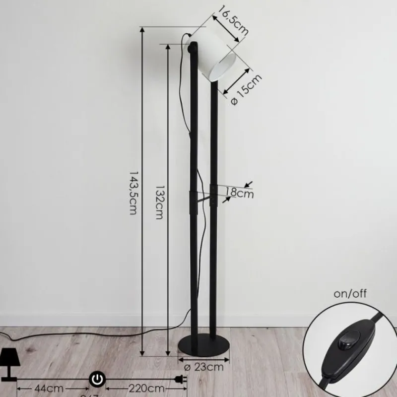 Lampes En Tissu-hofstein Lampadaire Gibraltar Noir, 1 lumière