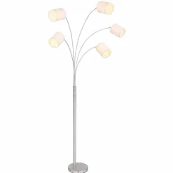 Lampes En Tissu-Luminaires Globo Lighting Lampadaire Globo AVA Nickel mat, 5 lumières