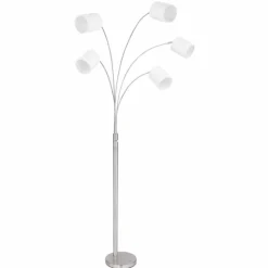 Lampes En Tissu-Luminaires Globo Lighting Lampadaire Globo AVA Nickel mat, 5 lumières