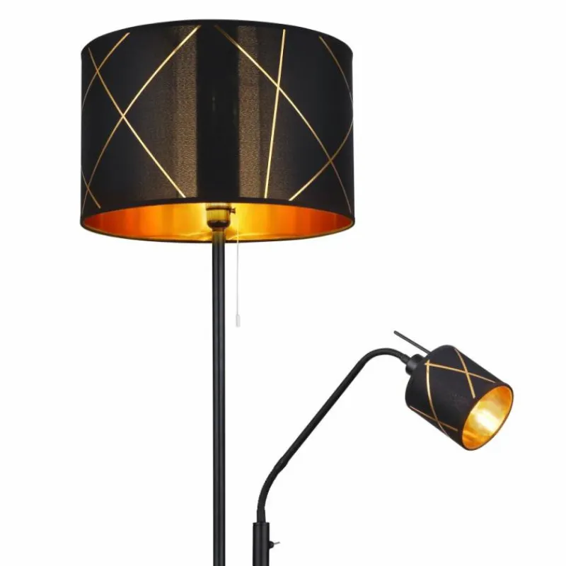 Lampes En Tissu-Luminaires Globo Lighting Lampadaire Globo BEMMO Noir, 1 lumière