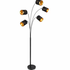 Lampes En Tissu-Luminaires Globo Lighting Lampadaire Globo BEMMO Noir, 5 lumières