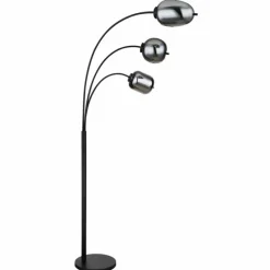 Suspension Verre Fumé-Luminaires Globo Lighting Lampadaire Globo BLACKY Noir, 3 lumières