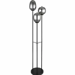Suspension Verre Fumé-Luminaires Globo Lighting Lampadaire Globo BLACKY Noir, 3 lumières