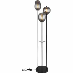 Suspension Verre Fumé-Luminaires Globo Lighting Lampadaire Globo BLACKY Noir, 3 lumières
