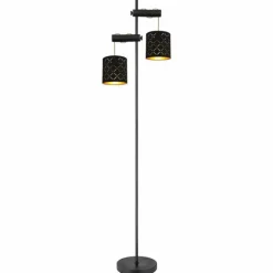 Lampes En Tissu-Luminaires Globo Lighting Lampadaire Globo CLARKE Noir, 2 lumières