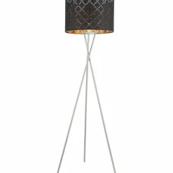 Lampes En Tissu-Luminaires Globo Lighting Lampadaire Globo CLARKE Nickel mat, 1 lumière