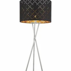 Lampes En Tissu-Luminaires Globo Lighting Lampadaire Globo CLARKE Nickel mat, 1 lumière