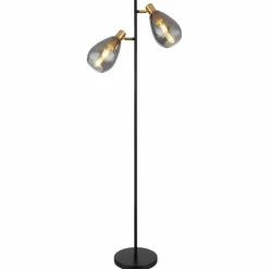 Suspension Verre Fumé-Luminaires Globo Lighting Lampadaire Globo FANNI Noir, 2 lumières